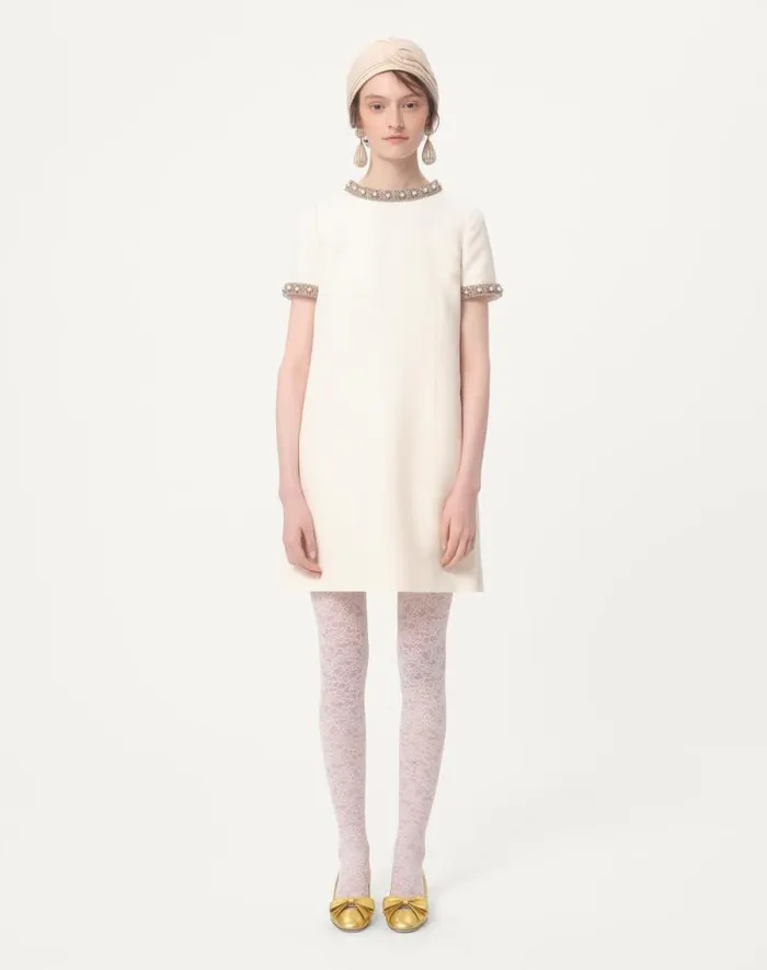 Valentino Dresses Woman Embroidered Crepe Couture Short Dress For Woman In Light Pinkmulticolour Light Pinkmulticolour Valentino Dresses Woman Embroidered Crepe Couture Short Dress For Woman In Light Pinkmulticolour Light Pinkmulticolour