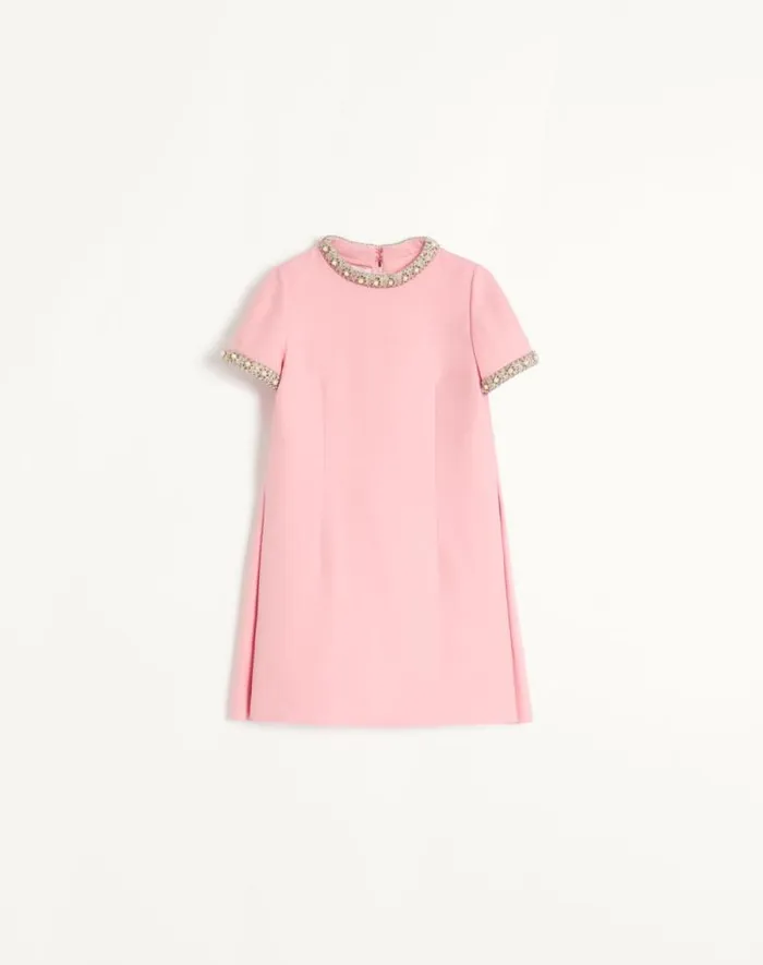 Valentino Dresses Woman Embroidered Crepe Couture Short Dress For Woman In Light Pinkmulticolour Light Pinkmulticolour Valentino Dresses Woman Embroidered Crepe Couture Short Dress For Woman In Light Pinkmulticolour Light Pinkmulticolour