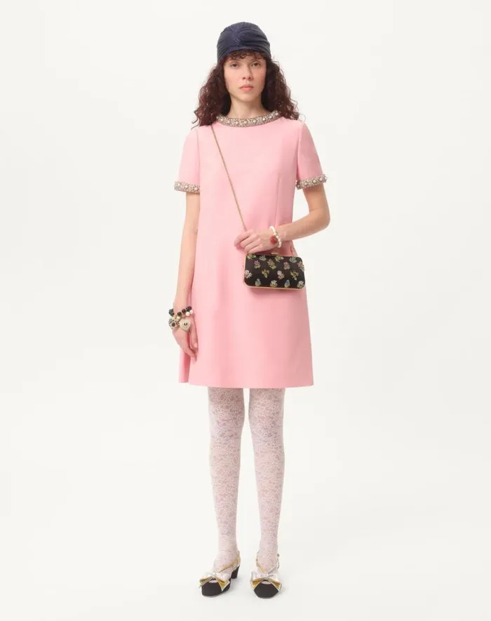 Valentino Dresses Woman Embroidered Crepe Couture Short Dress For Woman In Light Pinkmulticolour Light Pinkmulticolour Valentino Dresses Woman Embroidered Crepe Couture Short Dress For Woman In Light Pinkmulticolour Light Pinkmulticolour