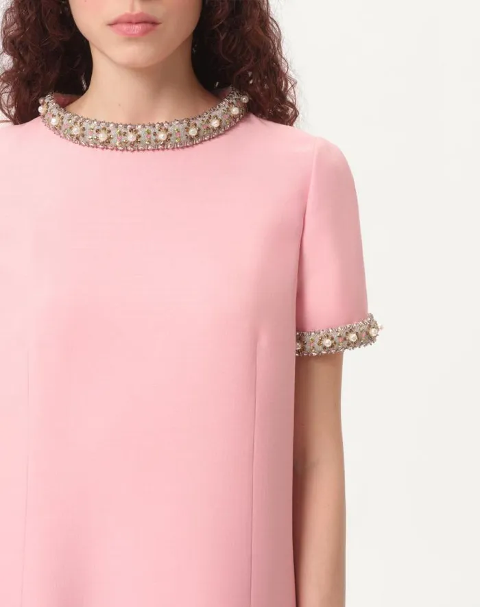 Valentino Dresses Woman Embroidered Crepe Couture Short Dress For Woman In Light Pinkmulticolour Light Pinkmulticolour Valentino Dresses Woman Embroidered Crepe Couture Short Dress For Woman In Light Pinkmulticolour Light Pinkmulticolour