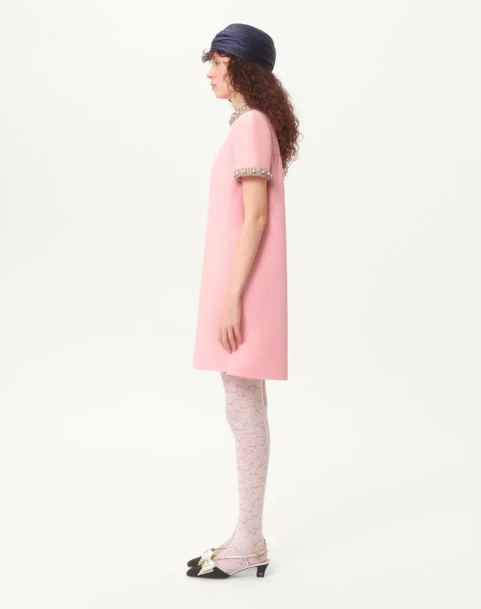 Valentino Dresses Woman Embroidered Crepe Couture Short Dress For Woman In Light Pinkmulticolour Light Pinkmulticolour Valentino Dresses Woman Embroidered Crepe Couture Short Dress For Woman In Light Pinkmulticolour Light Pinkmulticolour