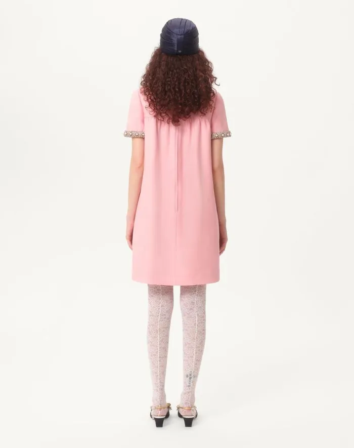 Valentino Dresses Woman Embroidered Crepe Couture Short Dress For Woman In Light Pinkmulticolour Light Pinkmulticolour Valentino Dresses Woman Embroidered Crepe Couture Short Dress For Woman In Light Pinkmulticolour Light Pinkmulticolour