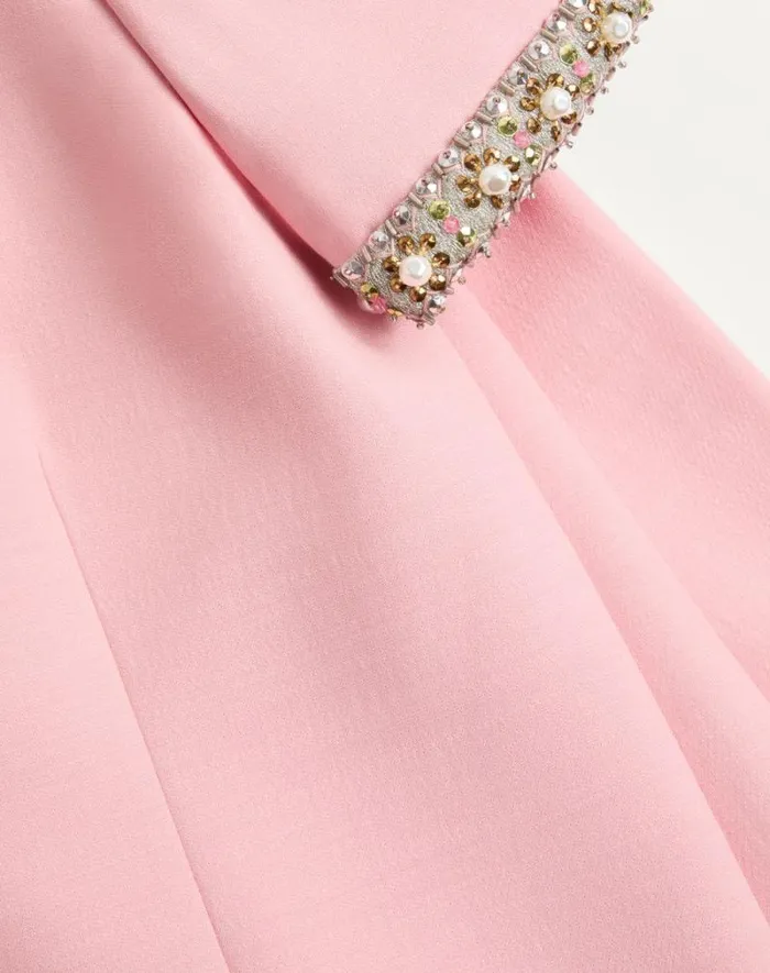 Valentino Dresses Woman Embroidered Crepe Couture Short Dress For Woman In Light Pinkmulticolour Light Pinkmulticolour Valentino Dresses Woman Embroidered Crepe Couture Short Dress For Woman In Light Pinkmulticolour Light Pinkmulticolour
