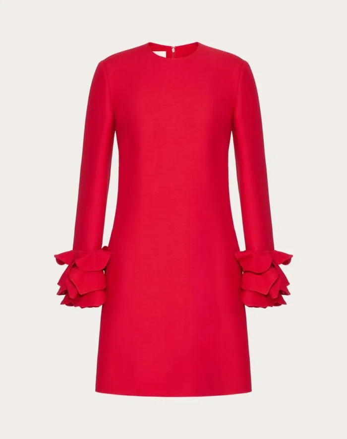 Valentino Dresses Woman Embroidered Crepe Couture Short Dress For Woman In Red Red