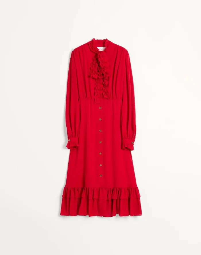 Valentino Dresses Woman Georgette Midi Dress For Woman In Red Red