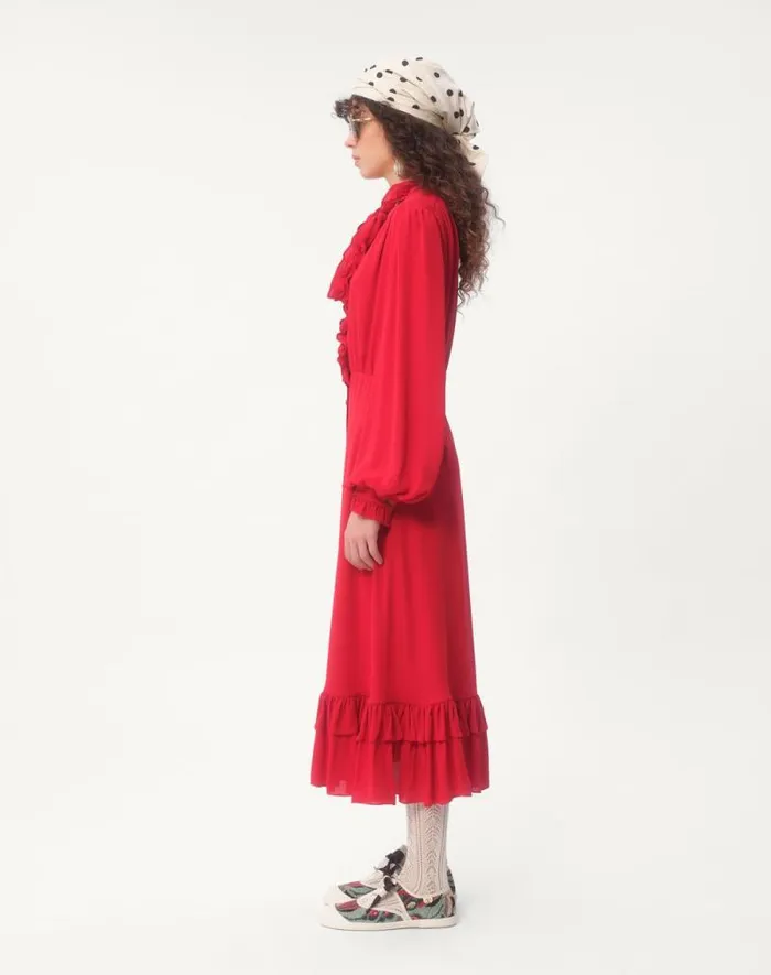 Valentino Dresses Woman Georgette Midi Dress For Woman In Red Red
