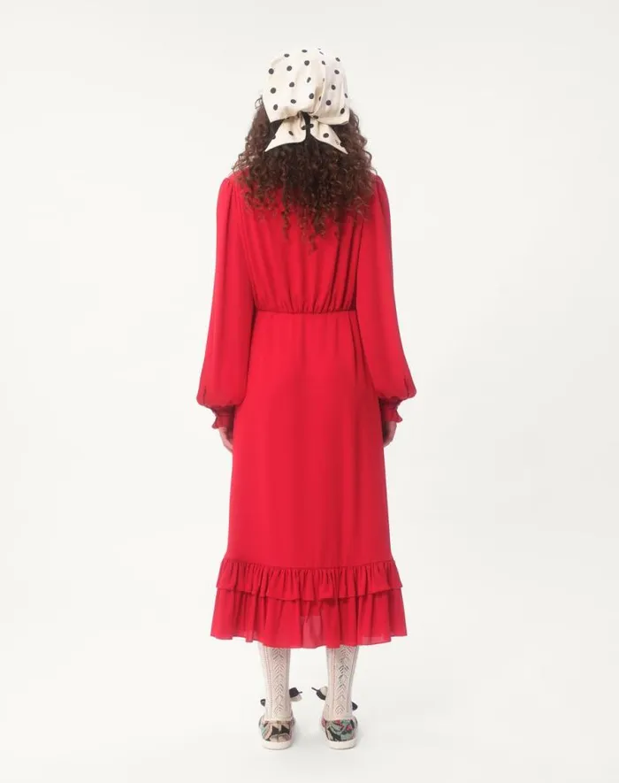 Valentino Dresses Woman Georgette Midi Dress For Woman In Red Red