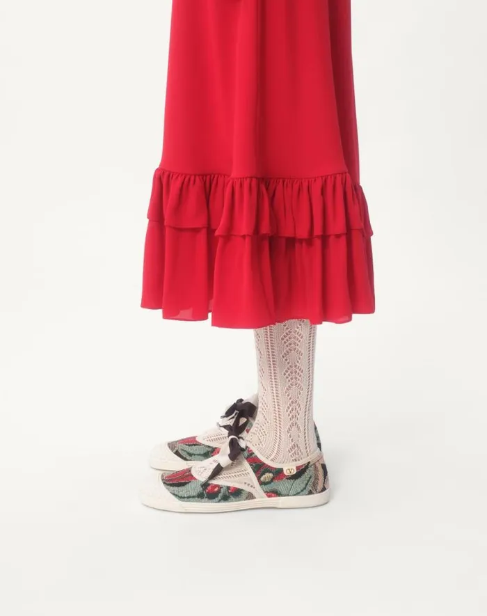 Valentino Dresses Woman Georgette Midi Dress For Woman In Red Red