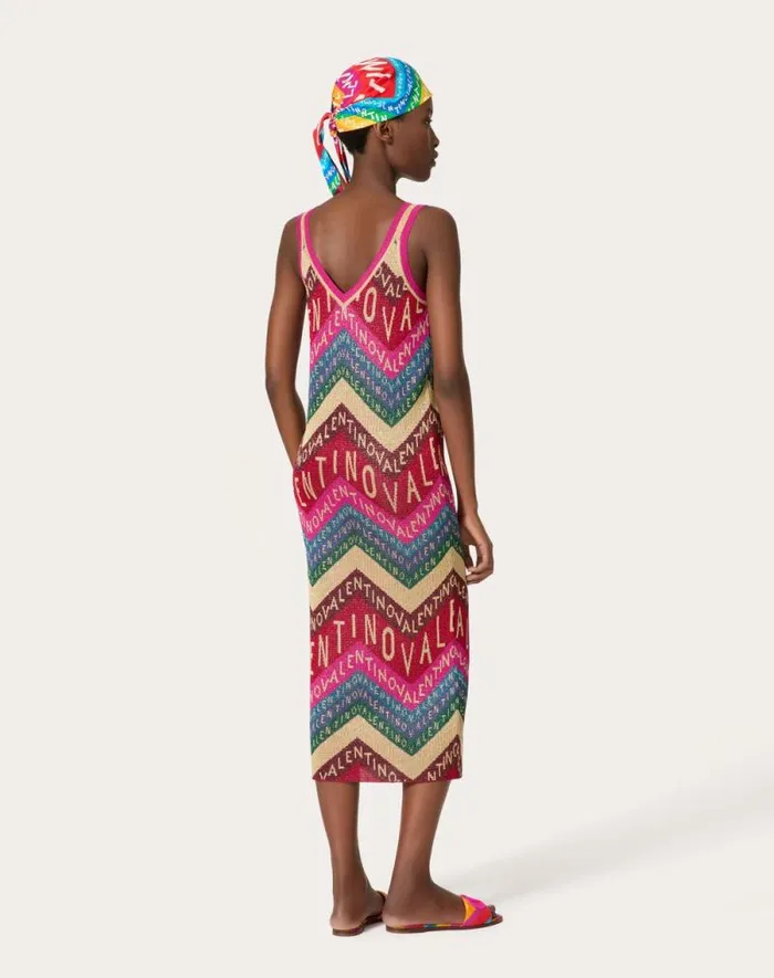 Valentino Dresses Woman Valentino Chevron Lurex Dress For Woman In Multicolor Multicolor Valentino Dresses Woman Valentino Chevron Lurex Dress For Woman In Multicolor Multicolor