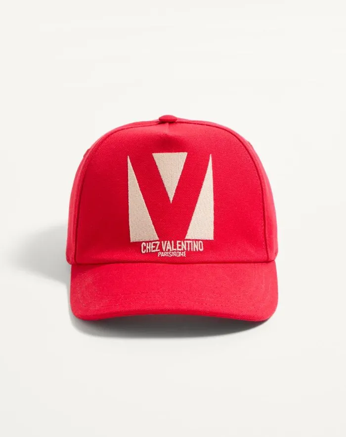 Valentino Hats And Gloves WomanMan Chez Valentino Cotton Baseball Cap With Embroidery For Man In Ivoryblack Ivoryblack Valentino Hats And Gloves WomanMan Chez Valentino Cotton Baseball Cap With Embroidery For Man In Ivoryblack Ivoryblack