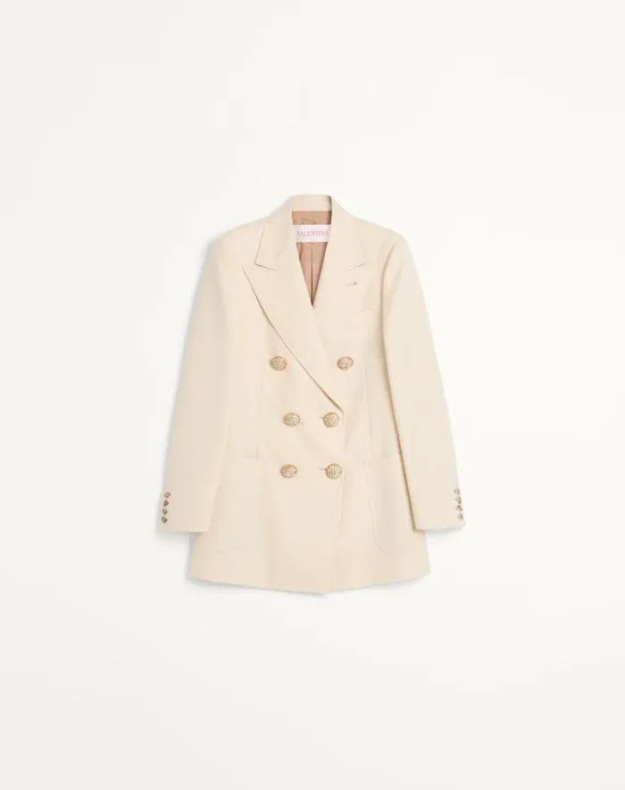 Valentino Jackets And Blazers Woman Blazer In Diagonal Dry Wool For Woman In Ivory Ivory Valentino Jackets And Blazers Woman Blazer In Diagonal Dry Wool For Woman In Ivory Ivory