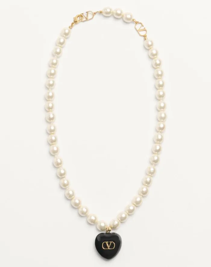 Valentino Jewelry Woman Coeur Royal Necklace In Metal Enamel And Beads For Woman In Multicolor Multicolor Valentino Jewelry Woman Coeur Royal Necklace In Metal Enamel And Beads For Woman In Multicolor Multicolor