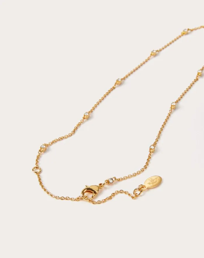 Valentino Jewelry Woman Mini Vlogo Signature Necklace In Metal And Swarovski Crystals For Woman In Gold Gold Valentino Jewelry Woman Mini Vlogo Signature Necklace In Metal And Swarovski Crystals For Woman In Gold Gold