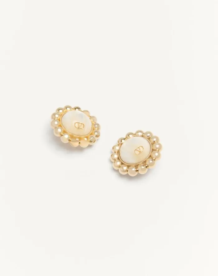 Valentino Jewelry Woman Pas Plus Metal And Pearl Earrings For Woman In Multicolor Multicolor