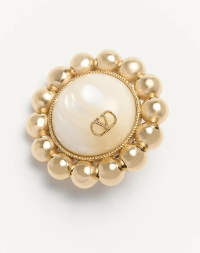 Valentino Jewelry Woman Pas Plus Metal And Pearl Earrings For Woman In Multicolor Multicolor