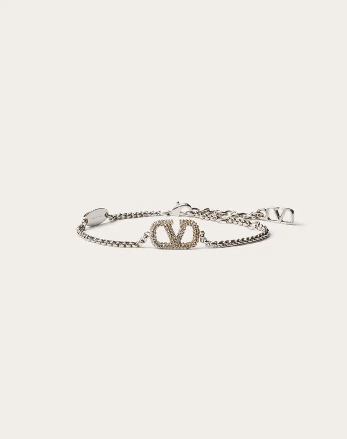 Valentino Jewelry Woman Vlogo Signature Bracelet In Metal And Swarovski Crystals For Woman In Gold Gold Valentino Jewelry Woman Vlogo Signature Bracelet In Metal And Swarovski Crystals For Woman In Gold Gold