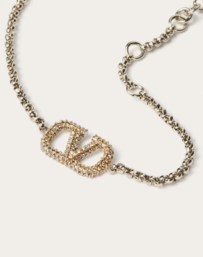 Valentino Jewelry Woman Vlogo Signature Bracelet In Metal And Swarovski Crystals For Woman In Gold Gold Valentino Jewelry Woman Vlogo Signature Bracelet In Metal And Swarovski Crystals For Woman In Gold Gold