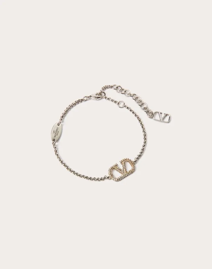 Valentino Jewelry Woman Vlogo Signature Bracelet In Metal And Swarovski Crystals For Woman In Gold Gold Valentino Jewelry Woman Vlogo Signature Bracelet In Metal And Swarovski Crystals For Woman In Gold Gold