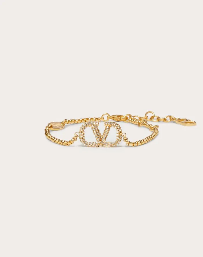 Valentino Jewelry Woman Vlogo Signature Bracelet In Metal And Swarovski Crystals For Woman In Gold Gold Valentino Jewelry Woman Vlogo Signature Bracelet In Metal And Swarovski Crystals For Woman In Gold Gold