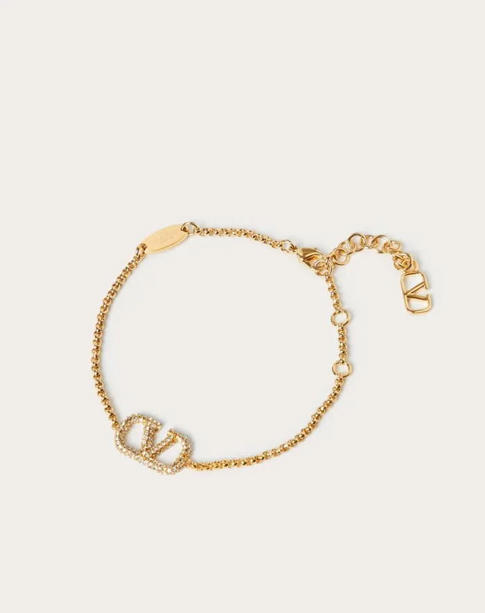 Valentino Jewelry Woman Vlogo Signature Bracelet In Metal And Swarovski Crystals For Woman In Gold Gold Valentino Jewelry Woman Vlogo Signature Bracelet In Metal And Swarovski Crystals For Woman In Gold Gold
