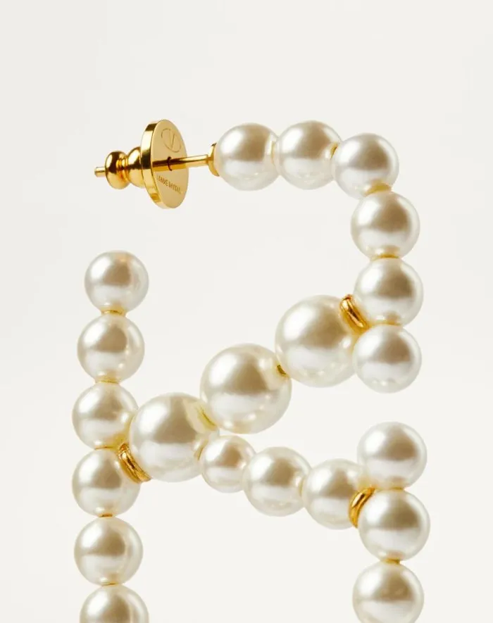 Valentino Jewelry Woman Vlogo Signature Metal And Resin Earrings For Woman In Gold Gold