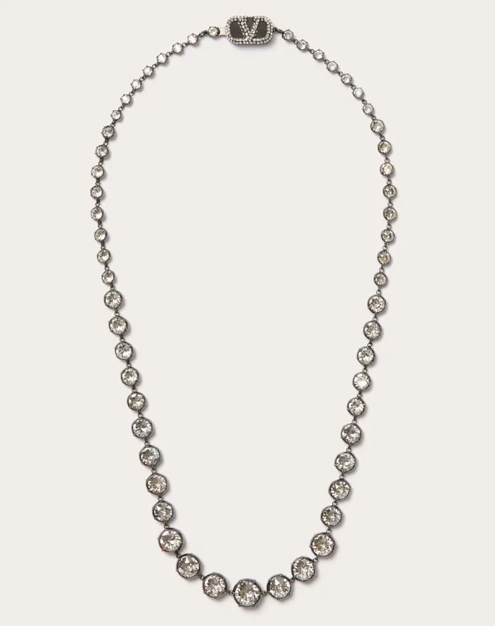 Valentino Jewelry Woman Vlogo Signature Metal And Swarovski Crystal Necklace For Woman In Crystalsilver Crystalsilver Valentino Jewelry Woman Vlogo Signature Metal And Swarovski Crystal Necklace For Woman In Crystalsilver Crystalsilver