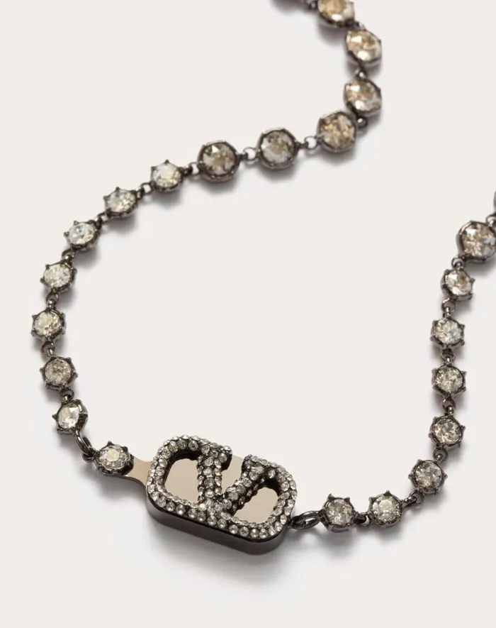 Valentino Jewelry Woman Vlogo Signature Metal And Swarovski Crystal Necklace For Woman In Crystalsilver Crystalsilver Valentino Jewelry Woman Vlogo Signature Metal And Swarovski Crystal Necklace For Woman In Crystalsilver Crystalsilver