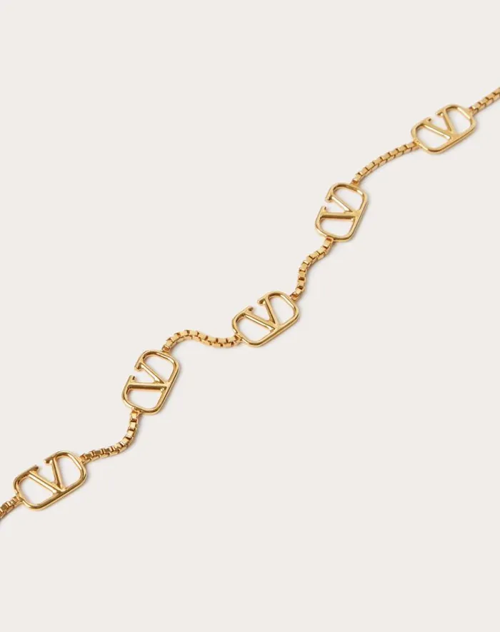Valentino Jewelry Woman Vlogo Signature Metal Anklet For Woman In Gold Gold