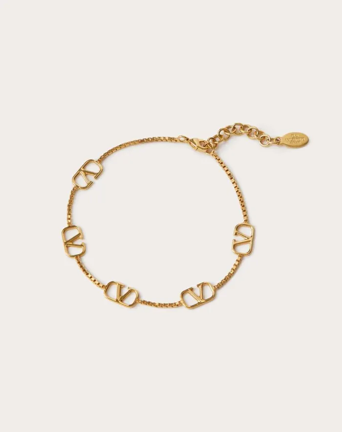 Valentino Jewelry Woman Vlogo Signature Metal Anklet For Woman In Gold Gold