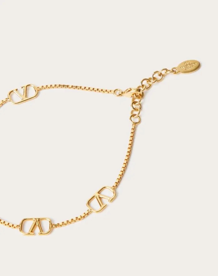 Valentino Jewelry Woman Vlogo Signature Metal Anklet For Woman In Gold Gold