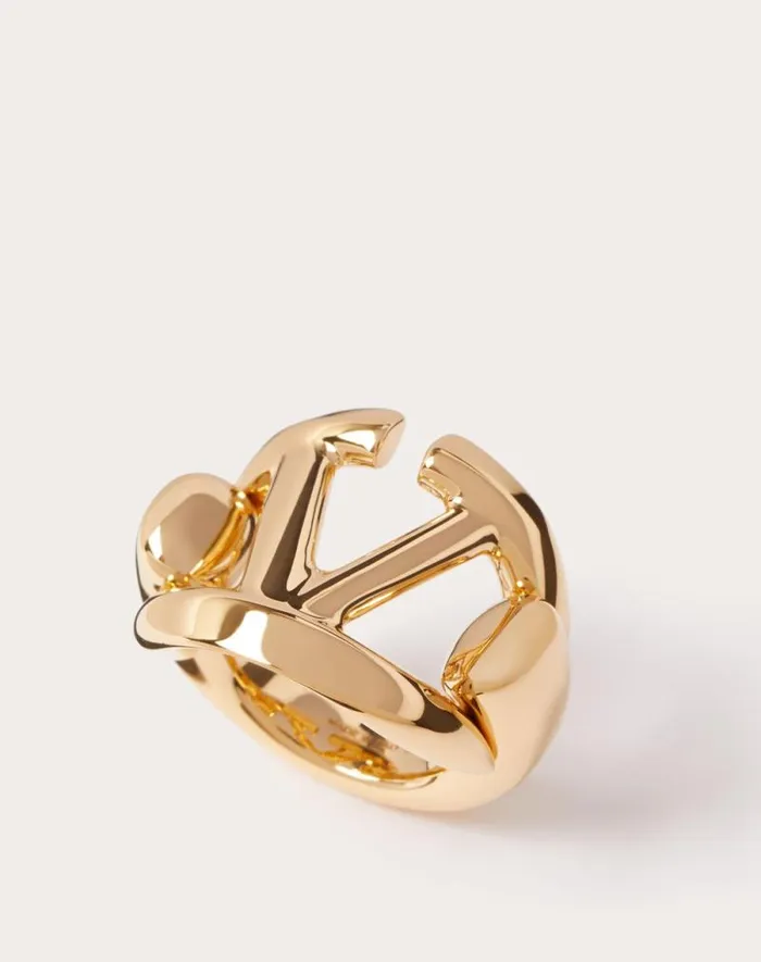 Valentino Jewelry Woman Vlogo The Bold Edition Metal Ring For Woman In Gold Gold Valentino Jewelry Woman Vlogo The Bold Edition Metal Ring For Woman In Gold Gold