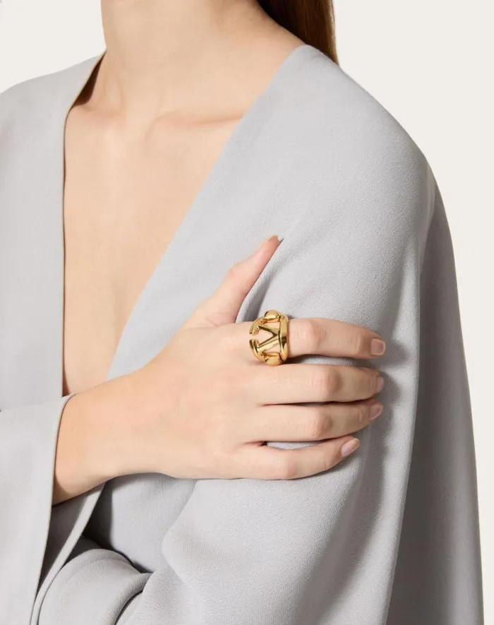 Valentino Jewelry Woman Vlogo The Bold Edition Metal Ring For Woman In Gold Gold Valentino Jewelry Woman Vlogo The Bold Edition Metal Ring For Woman In Gold Gold