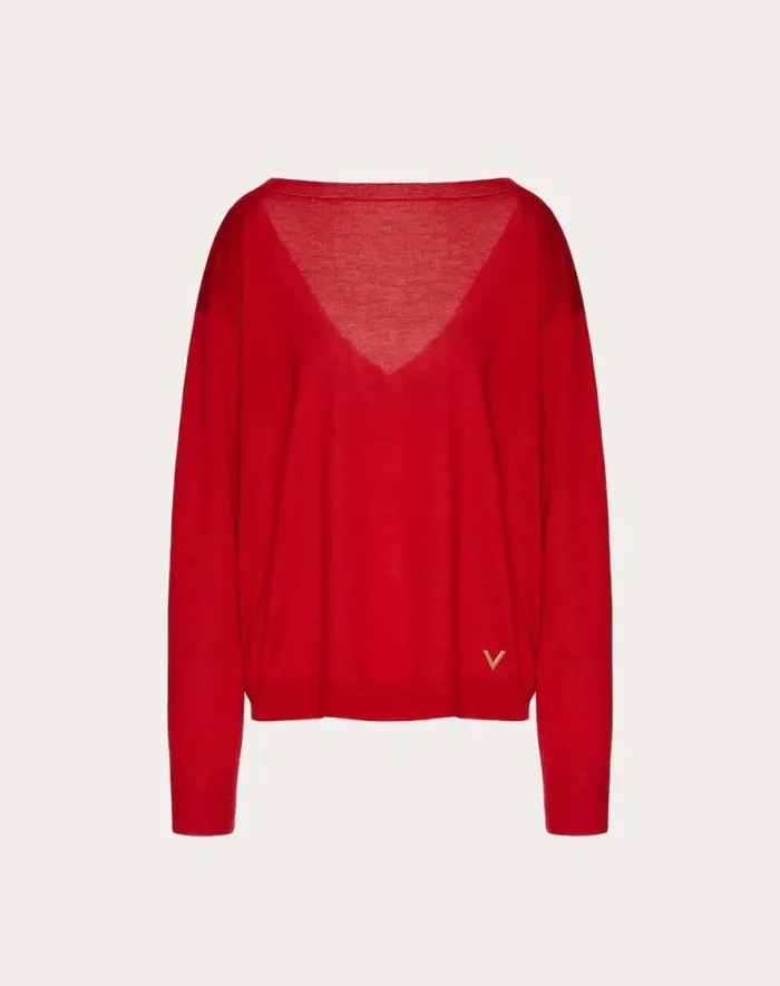 Valentino Knitwear Woman Cashmere Silk Jumper For Woman In Red Red