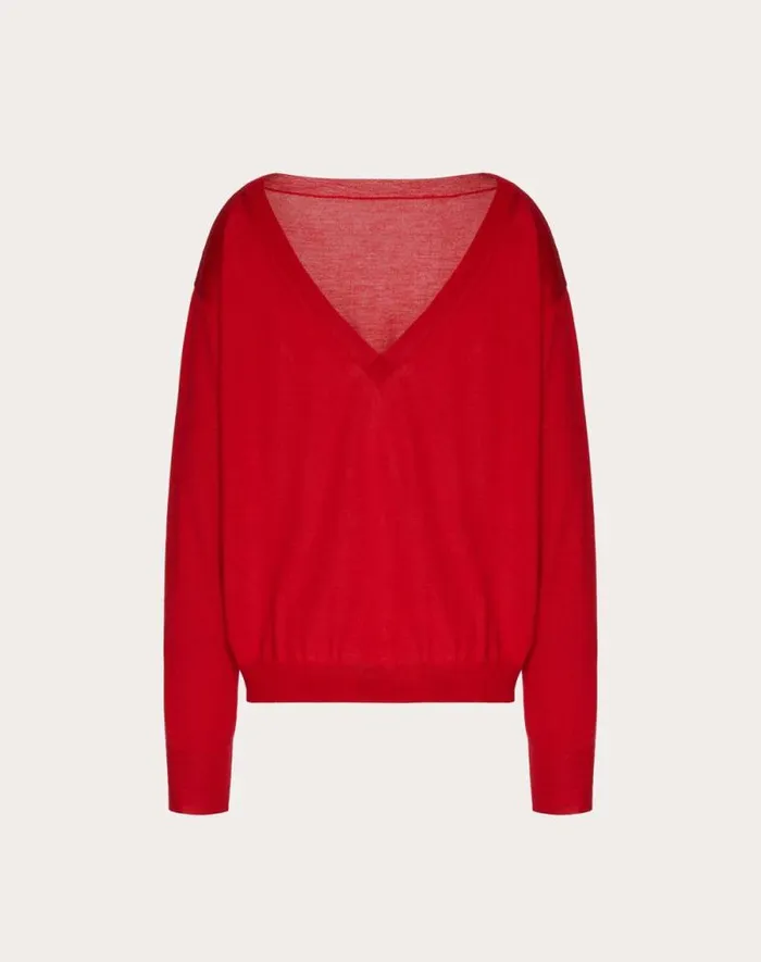 Valentino Knitwear Woman Cashmere Silk Jumper For Woman In Red Red Valentino Knitwear Woman Cashmere Silk Jumper For Woman In Red Red