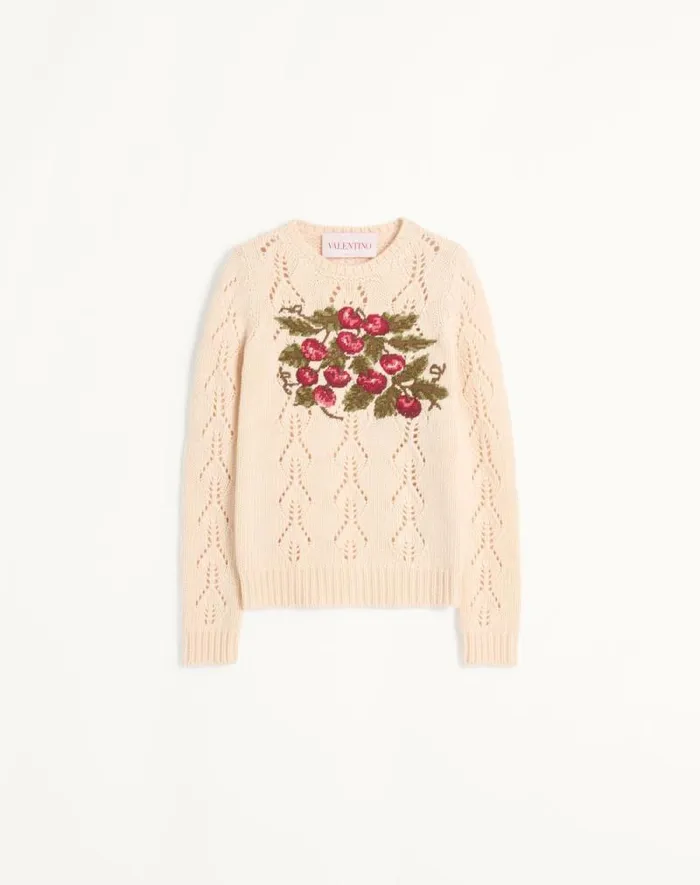 Valentino Knitwear Woman Embroidered Wool Sweater For Woman In Multicolor Multicolor Valentino Knitwear Woman Embroidered Wool Sweater For Woman In Multicolor Multicolor