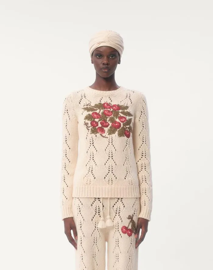 Valentino Knitwear Woman Embroidered Wool Sweater For Woman In Multicolor Multicolor Valentino Knitwear Woman Embroidered Wool Sweater For Woman In Multicolor Multicolor