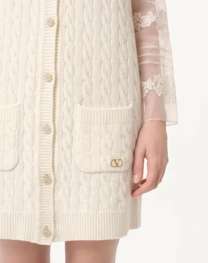 Valentino Knitwear Woman Wool Cardigan For Woman In Latte Latte