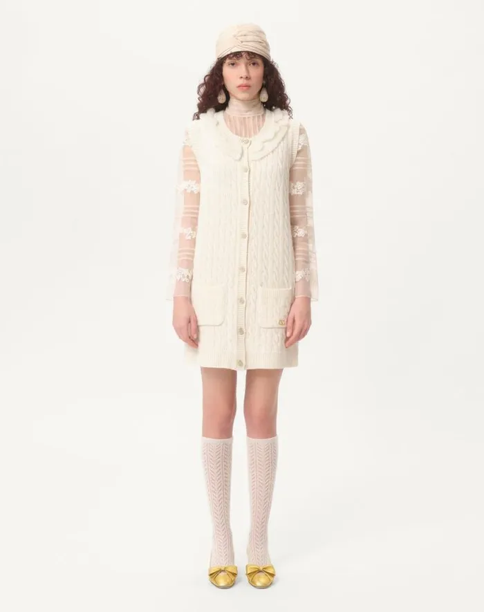 Valentino Knitwear Woman Wool Cardigan For Woman In Latte Latte