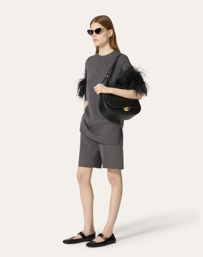 Valentino Knitwear Woman Wool Sweater With Feathers For Woman In Dark Grey Dark Grey Valentino Knitwear Woman Wool Sweater With Feathers For Woman In Dark Grey Dark Grey