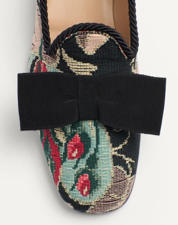 Valentino Laceups And Loafers Man Bowow Loafer In Jacquard Fabric For Man In Multicolorblack Multicolorblack Valentino Laceups And Loafers Man Bowow Loafer In Jacquard Fabric For Man In Multicolorblack Multicolorblack