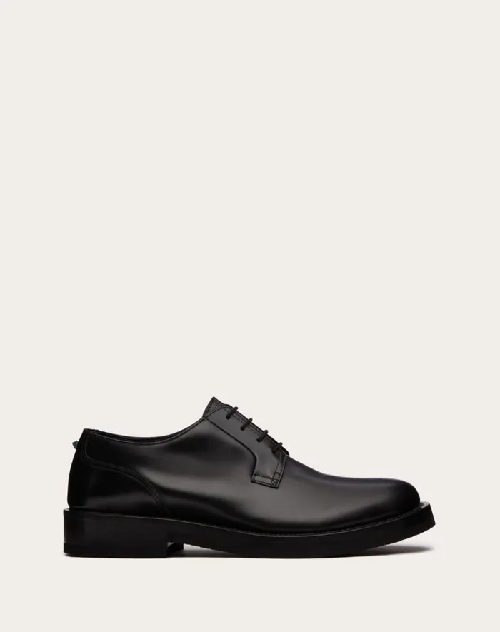 Valentino Laceups And Loafers Man Rockstud Essential Calf Leather Derby For Man In Rose Cannelle Rose Cannelle Valentino Laceups And Loafers Man Rockstud Essential Calf Leather Derby For Man In Rose Cannelle Rose Cannelle