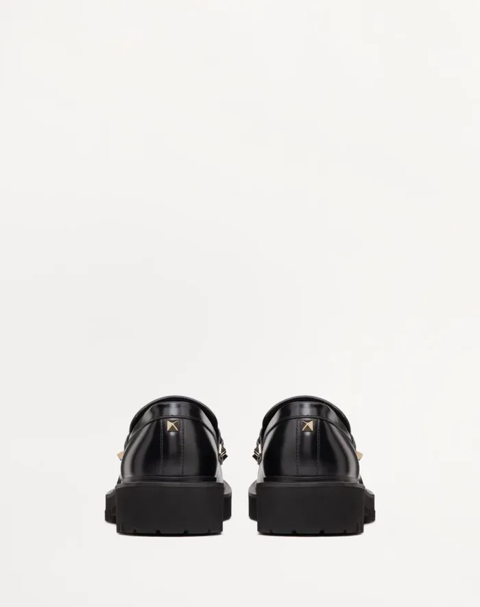 Valentino Loafers And Oxfords Woman Rockstud Calfskin Loafer For Woman In Black Black Valentino Loafers And Oxfords Woman Rockstud Calfskin Loafer For Woman In Black Black