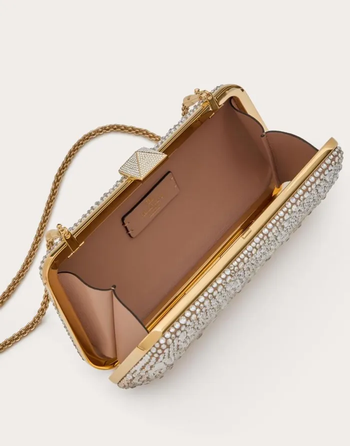 Valentino Mini Bags Woman Carry Secrets Rhinestone Minaudiere For Woman In Gold Quartz Gold Quartz Valentino Mini Bags Woman Carry Secrets Rhinestone Minaudiere For Woman In Gold Quartz Gold Quartz