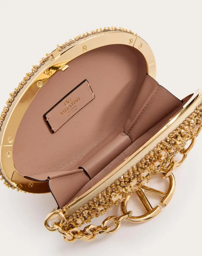 Valentino Mini Bags Woman Valentino Garavani Minaudiere Carry Secrets With Chain For Woman In Gold Gold