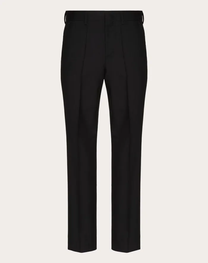 Valentino Pants And Shorts Man Mohair Wool Pants For Man In Black Black