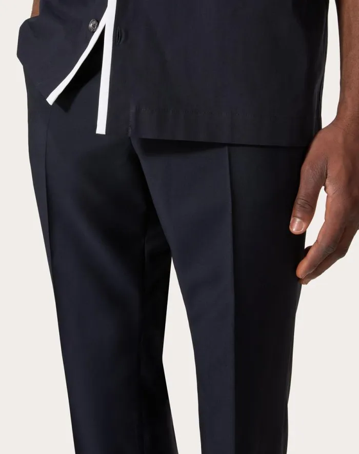 Valentino Pants And Shorts Man Mohair Wool Pants For Man In Black Black Valentino Pants And Shorts Man Mohair Wool Pants For Man In Black Black