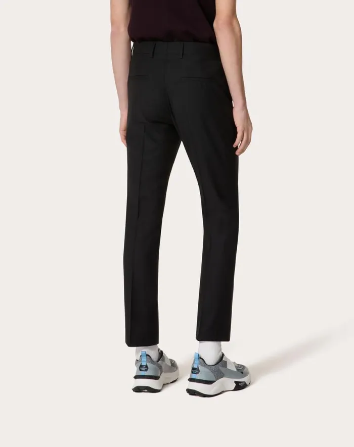 Valentino Pants And Shorts Man Mohair Wool Pants For Man In Black Black Valentino Pants And Shorts Man Mohair Wool Pants For Man In Black Black