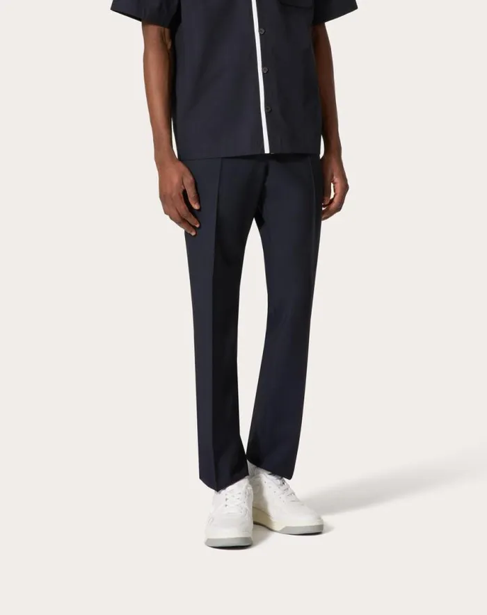 Valentino Pants And Shorts Man Mohair Wool Pants For Man In Black Black Valentino Pants And Shorts Man Mohair Wool Pants For Man In Black Black