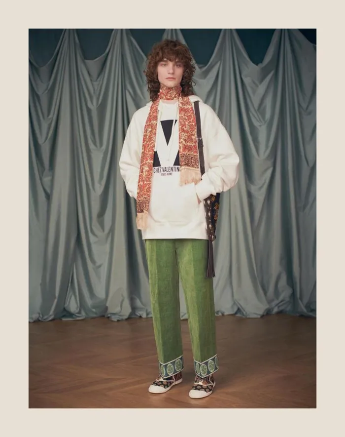 Valentino Pants And Shorts Man Washed Cottonlinen Velvet Pants With Jacquard Hems For Man In Laurel Laurel Valentino Pants And Shorts Man Washed Cottonlinen Velvet Pants With Jacquard Hems For Man In Laurel Laurel