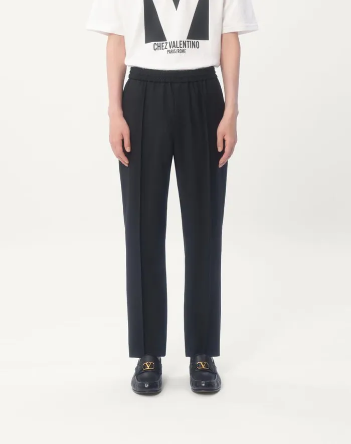 Valentino Pants And Shorts Man Wool Pants For Man In Dark Blue Dark Blue Valentino Pants And Shorts Man Wool Pants For Man In Dark Blue Dark Blue